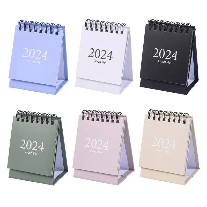 

2024 Desktop Calendar Vertical Portable Monthly Calendar with Stickers Flipping Standing Small Calendar Planner for desktop