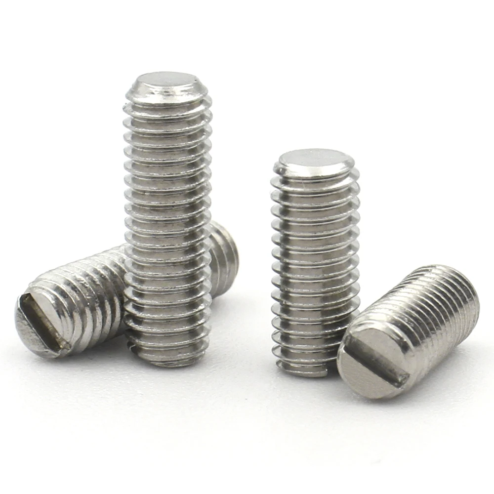 Socket Cap Head Screw 10-50pcs M1.6 M2 M2.5 M3 M4 M5 M6 M8 304 Stainless Steel Slotted Head Flat Point Set Grub Screw Headless Set Screws