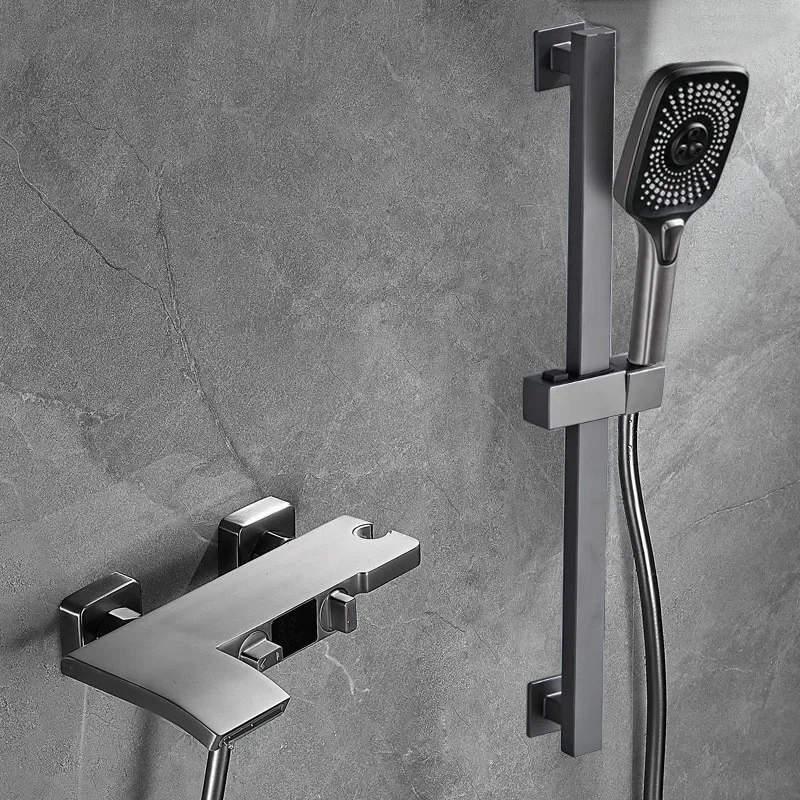 Description Picture 5 of itemGray Digital Display Bathtub Shower Set Wall Mounted Black  Faucet Bathroom Cold and Hot White Bath and Mixer Taps