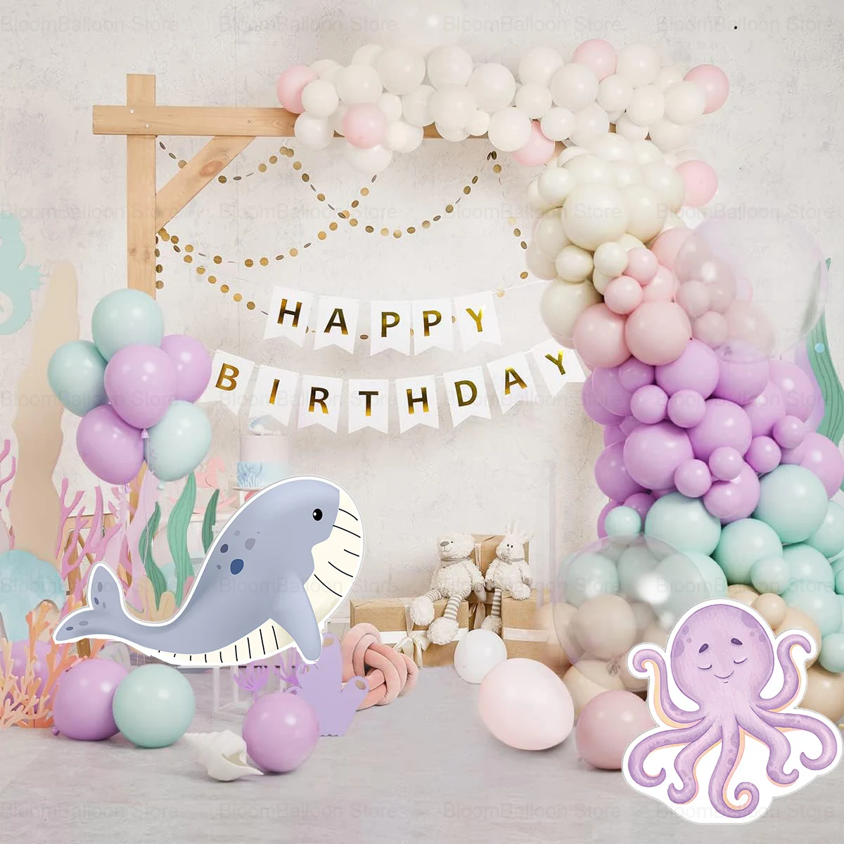 12/18/24/36inch Ocean Animals KT Board Mermaid Tail Whale Shark KT Board Birthday Party Decorations Baby Shower Party Supplies