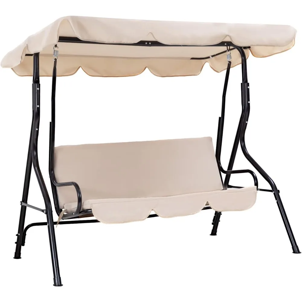 Outdoor Swing Patio Swing with Canopy Backyard Outdoor Swing Chair with Removable Cushions Adjustable Tilt Canopy Comfortable