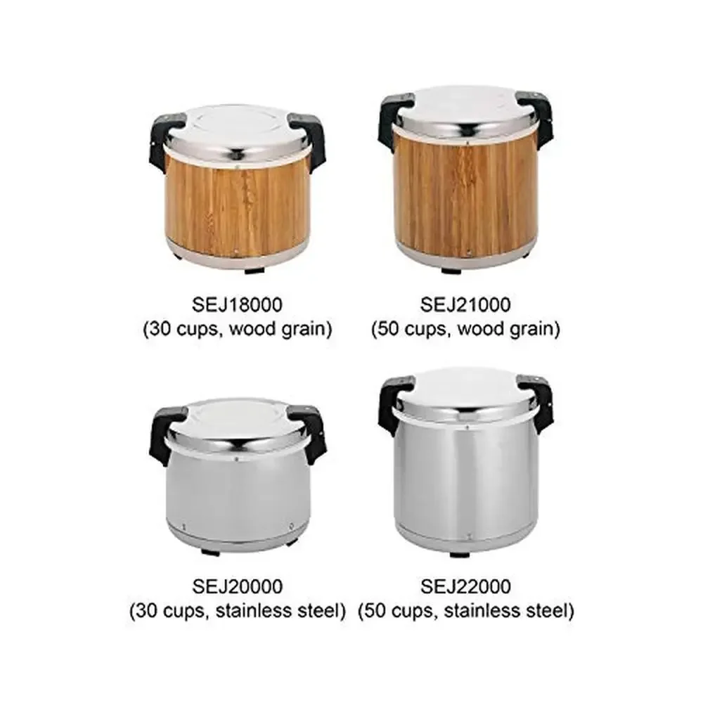 Commercial Stainless-Steel 50-Cup Rice Warmer with Nonstick Inner Pot 8 Hours Warm Time Mirror-Finished Lid Sturdy Legs Warm 3