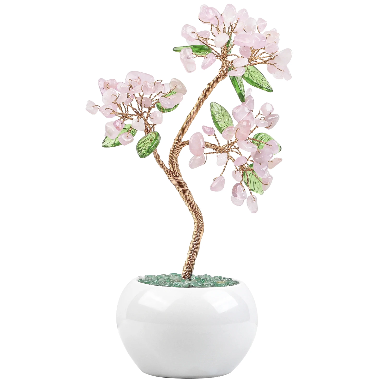 Healing Aquamarine Crystal Money Tree With Ceramic Base Bonsai Lucky Tree Feng Shui Home Decor Desktop Ornaments