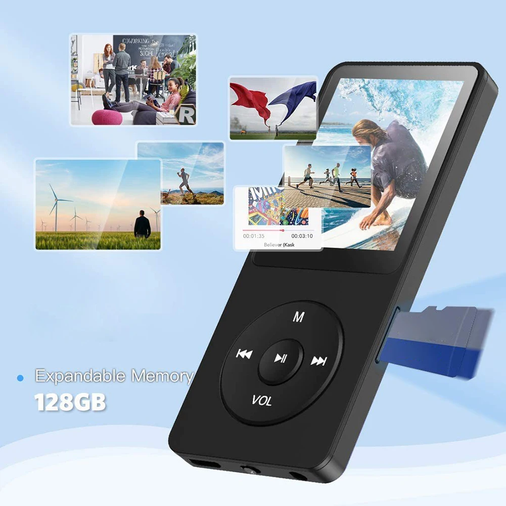 MP3 Music Player 1.8Inch TFT LCD Display Bluetooth 5.0 Type-C MP3 Player Support FM Radio Electronic Book Reader Voice Speaker