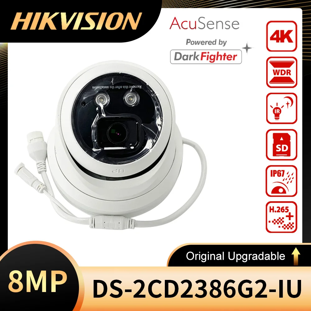 

Hikvision DS-2CD2386G2-ISU/SL DarkFighter 8MP 4K POE WDR IR Built-in Mic DS-2CD2386G2-IU AcuSense Network Turret IP Camera