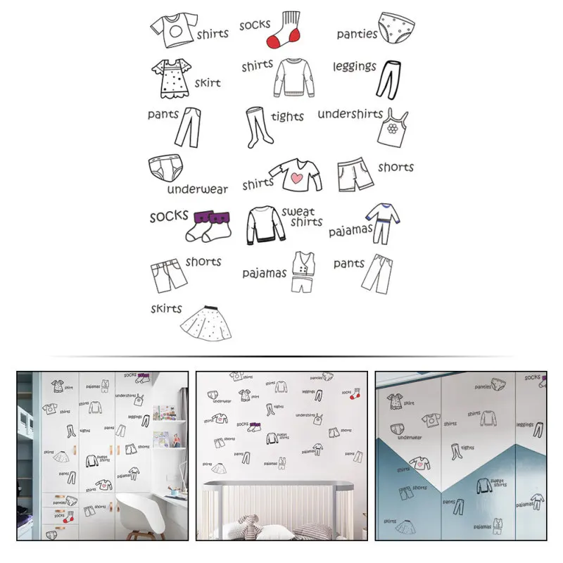 Description Picture 2 of itemClothing Bins Household Clothes Sort Sticker Label Decorative Labels Decal For Wardrobe Pvc Dresser Decals Removable Stickers