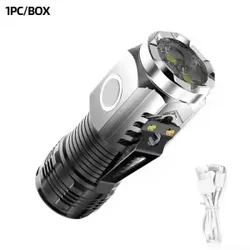 Ultra Powerful USB Rechargeable LED Mini Tactical Flashlight with Magnet (1pc)