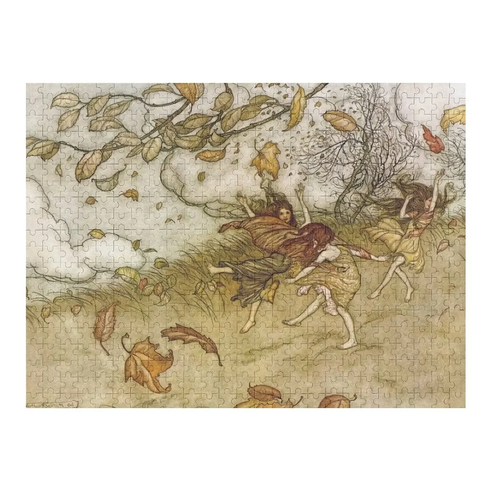 Fairies Play with Falling Leaves Arthur Rackham Jigsaw Puzzle Jigsaw Pieces Adults Game Children Puzzle
