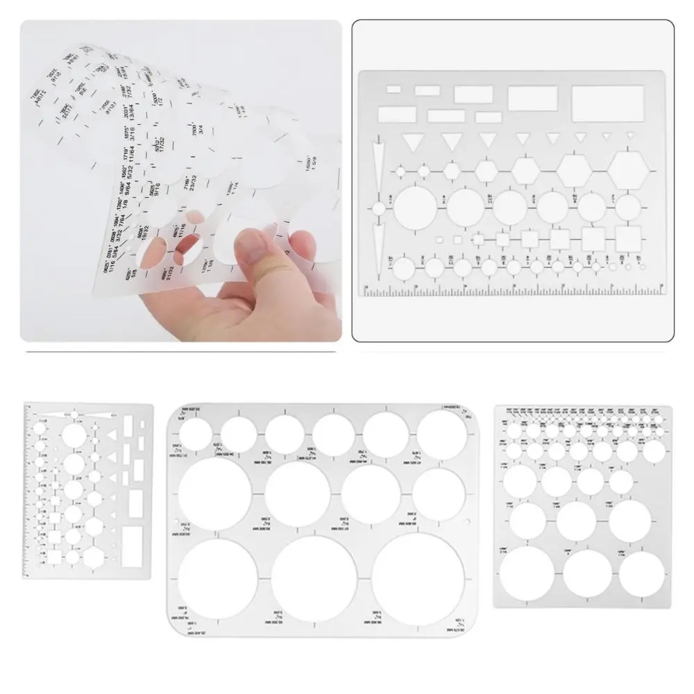 3Pcs 3 크기 라운드 템플릿 DIY 다용도 다기능 기하학적 눈금자 내구성 창의력 원형 그리기 도구 학생
