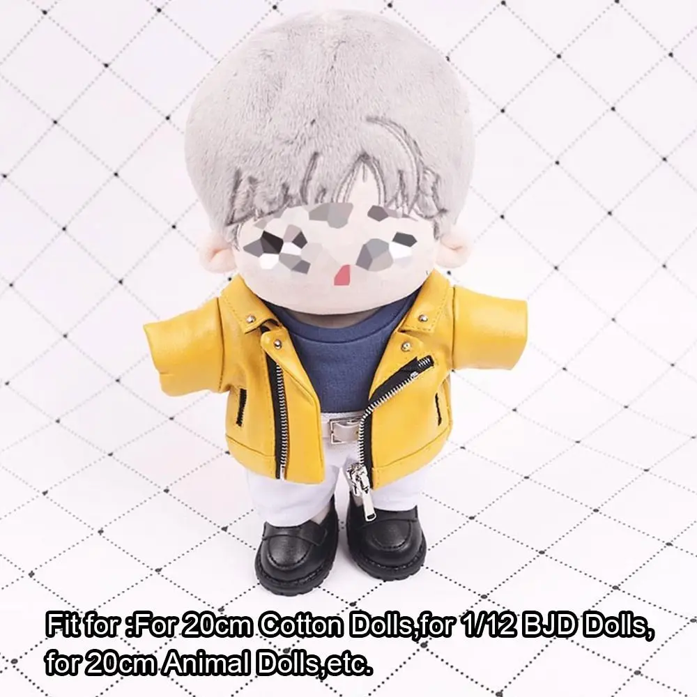 PU Leather Winter Coat for 20cm Dolls Handmade Jacket