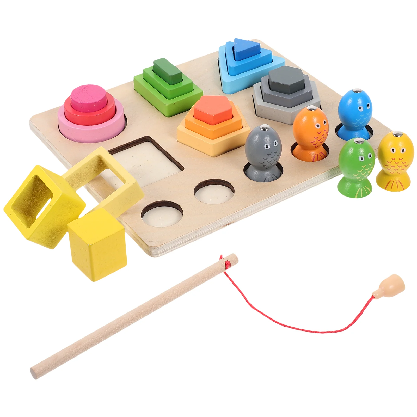 

1 Набор Магнитных игрушек для рыбалки, деревянные игрушки для сортировки и укладки для детей, игрушка для распознавания цвета и формы