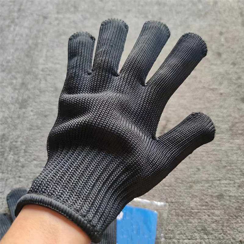 ELOS-1Pair Black Steel Wire Metal Mesh Gloves Anti Cutting Wear Working Gloves Garden