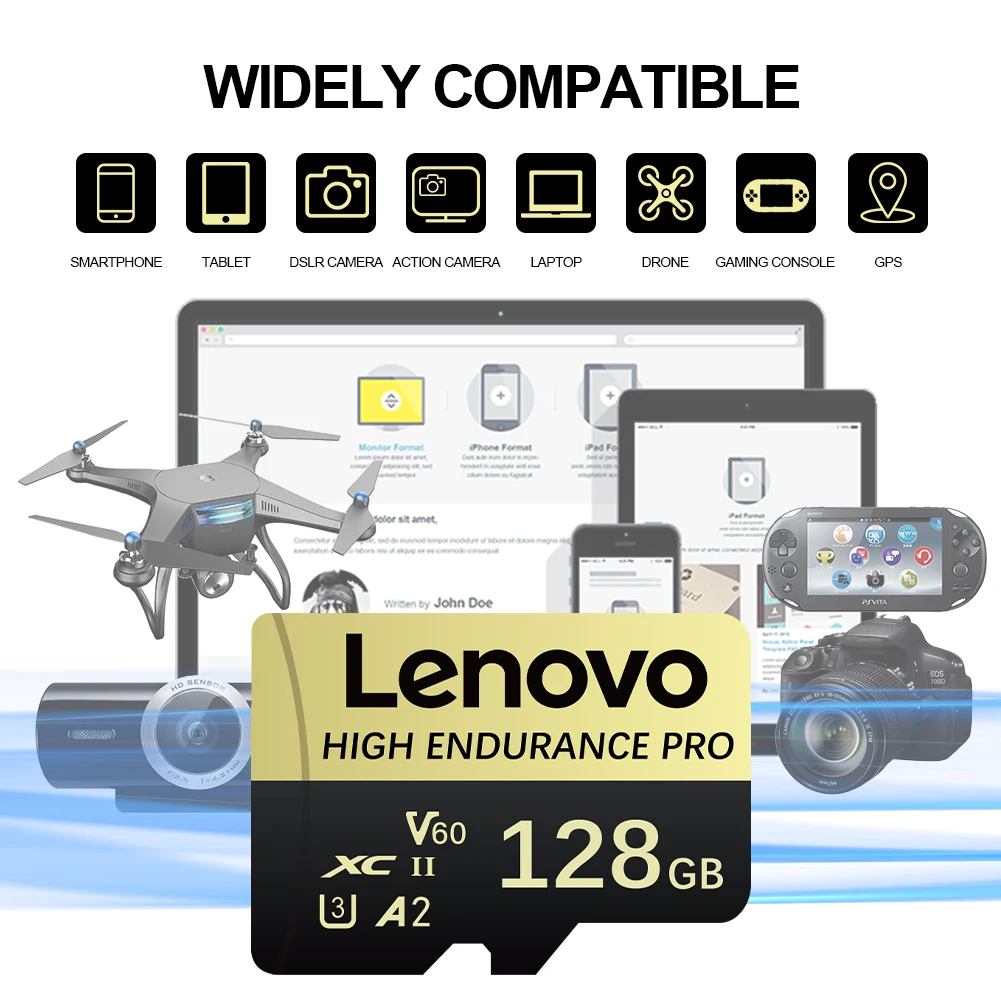 Lenovo High Speed Micro SD Memory Card 512GB 4K Full HD Video Compatible with Phone GoPro Action Camera 64GB 128GB 256GB 4