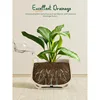 Plant Pots, 4.1+5.1+6.5 inch, Set of 3, Ceramic Planters with Drainage Hole and Saucer, Indoor Flower Pot with Hole Mesh Pad 4