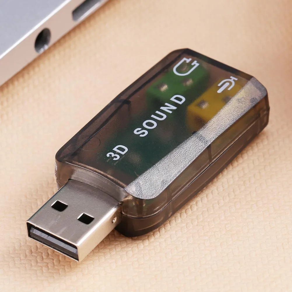 USB 2.0 Sound Card 5.1 Channel 3D Audio Adapter for Desktop Laptop Notebook Computer PC