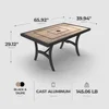 Highland 40 by 66 Inch Al Fresco Dining Table with Grouted Wood Look Tile Top and Cast Aluminum Frames, Black/Taupe 5
