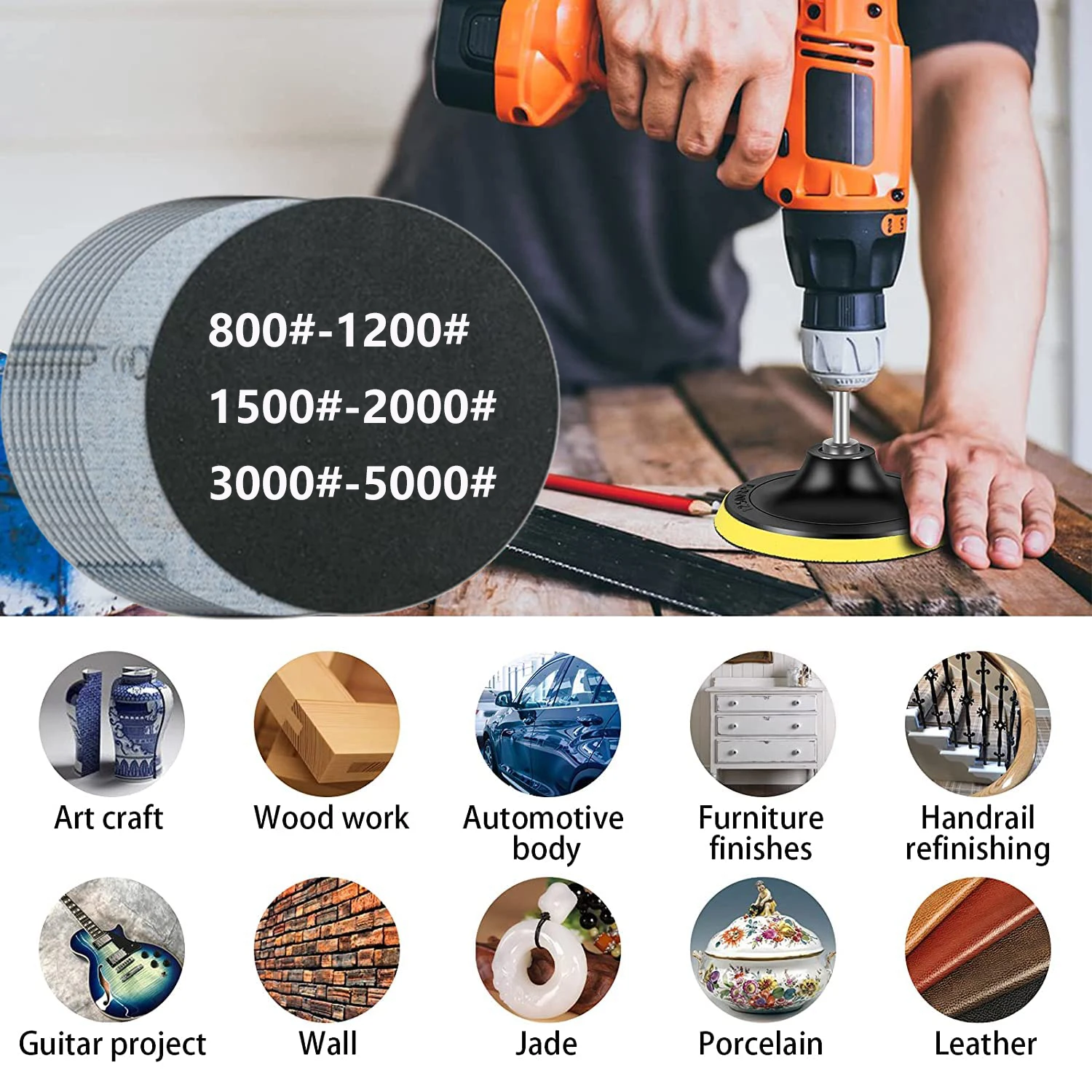 30/15PCS Round Wet Sanding Sheet Polishing Sandpaper for Car Headlight Restoration Grinder Accessories Sanding Discs Paper 6