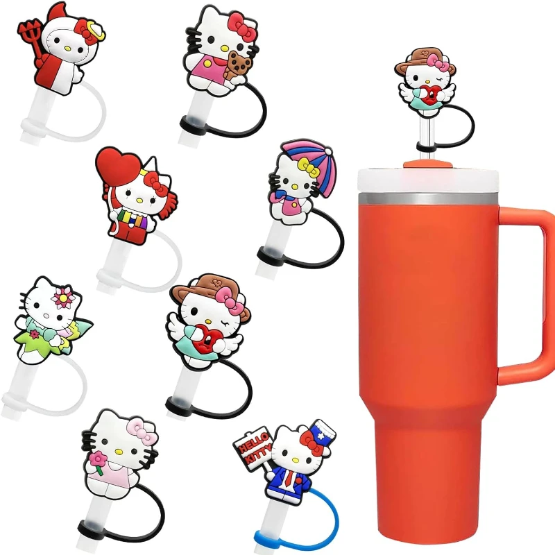 

8/10mm Sanrio Hello Kitty Melody Straw Cap Reusable for Stanley Silicone Dustproof Straw Cover Birthday Decoration Accessories