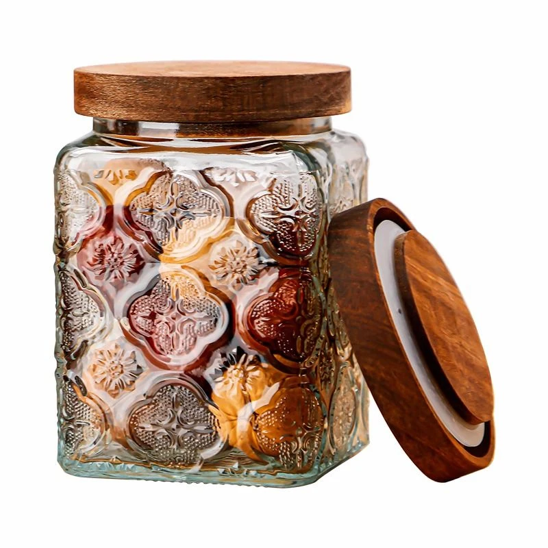 Begonia Pattern Glass Storage Jar 6