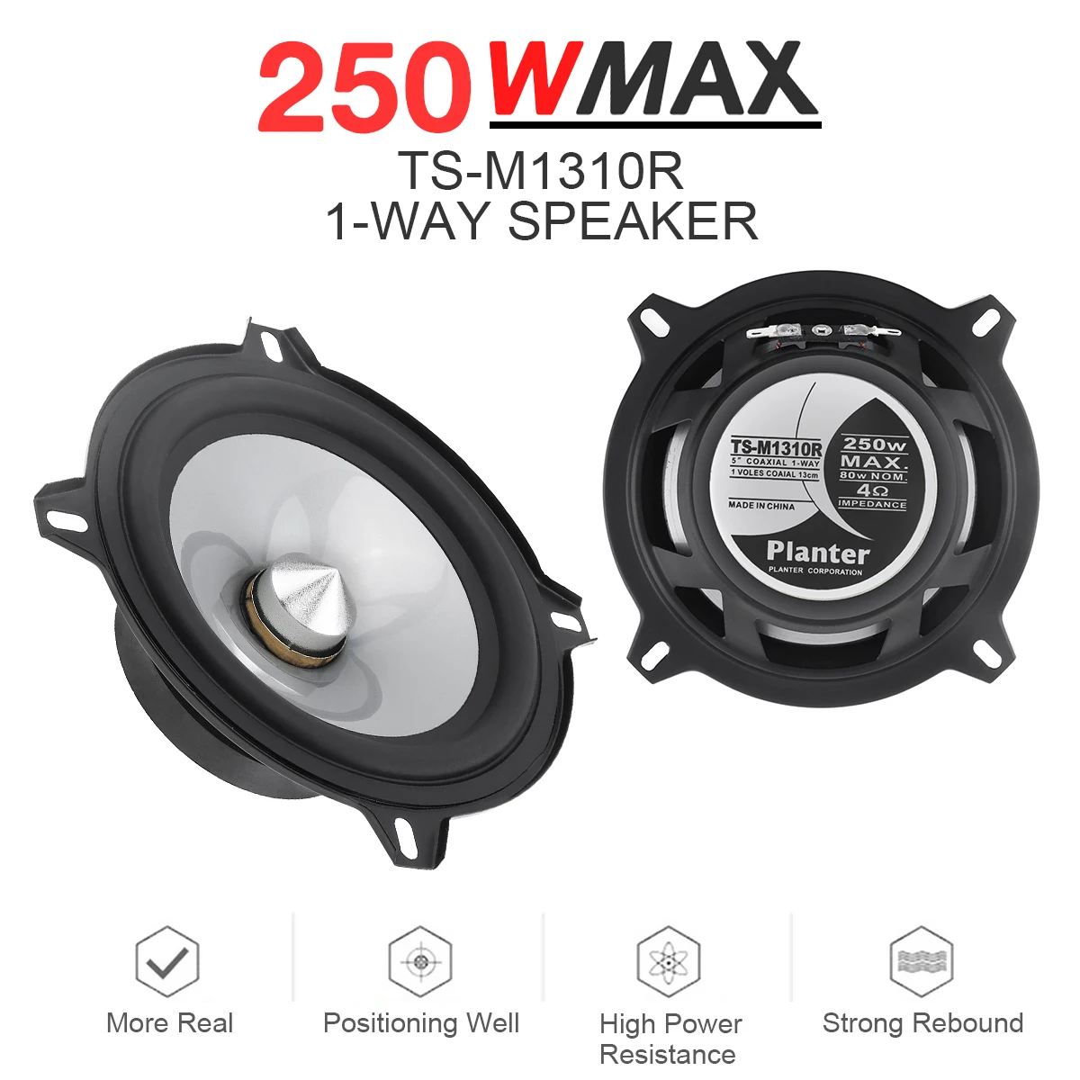1pc / 2pcs 5 Inch 250W Car HiFi Coaxial Speaker Vehicle Door Auto Audio Music Stereo Full Range Frequency Speakers