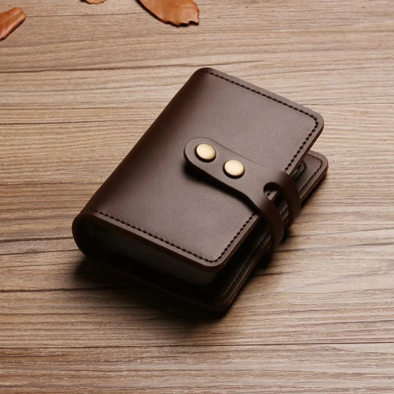 Men's Leather Card Bag Large Capacity Vintage Hasp Anti-theft Bank Credit Card Holder Case Translucent Business Wallet | leather wallet,wallet card holder,card holder,credit card holder,credit card wallet,card wallet,id card holder,id card case,wallet card bag,business card holder