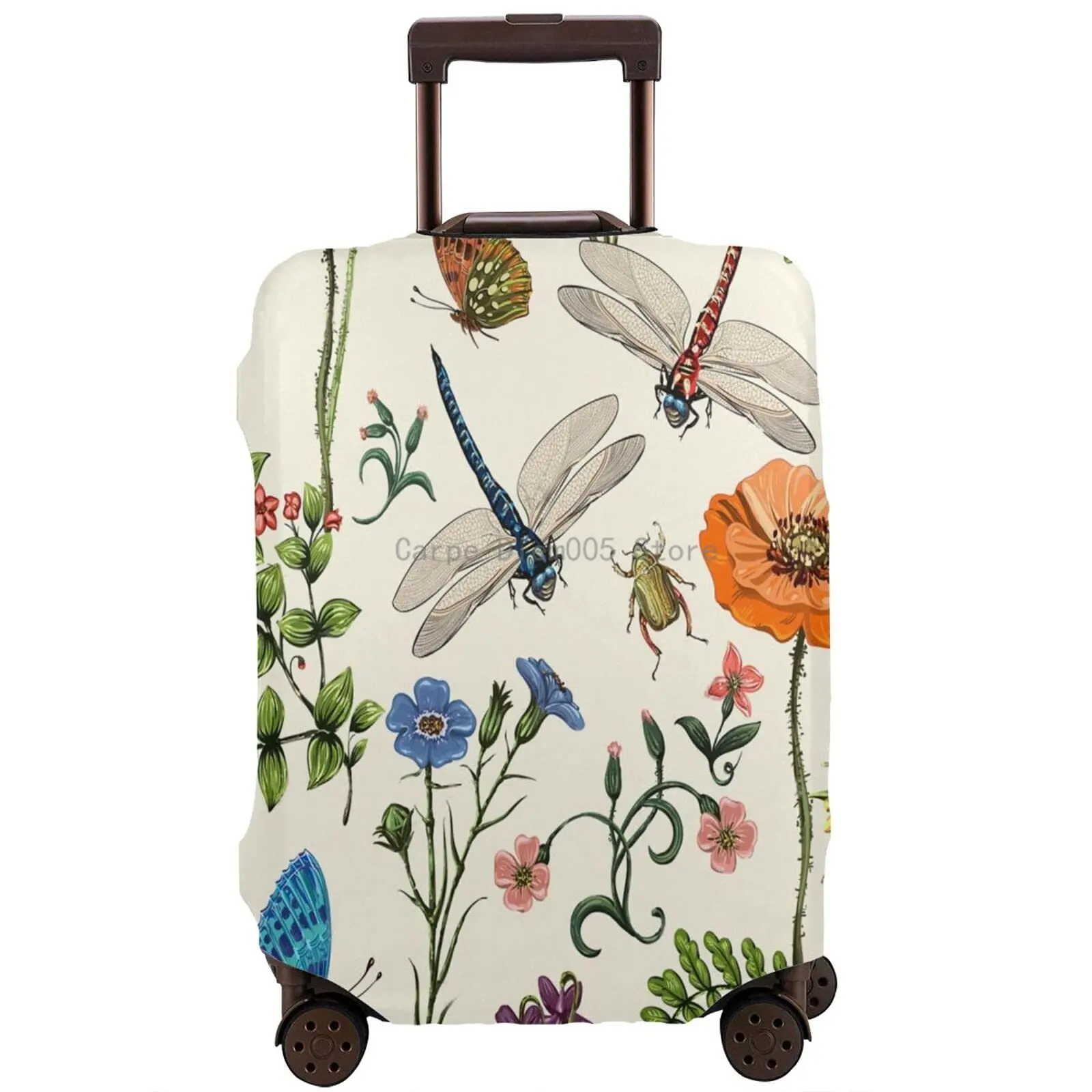 FloralDragonfliesSuitcaseCoverDirtProofBaggageProtectiveSleeve