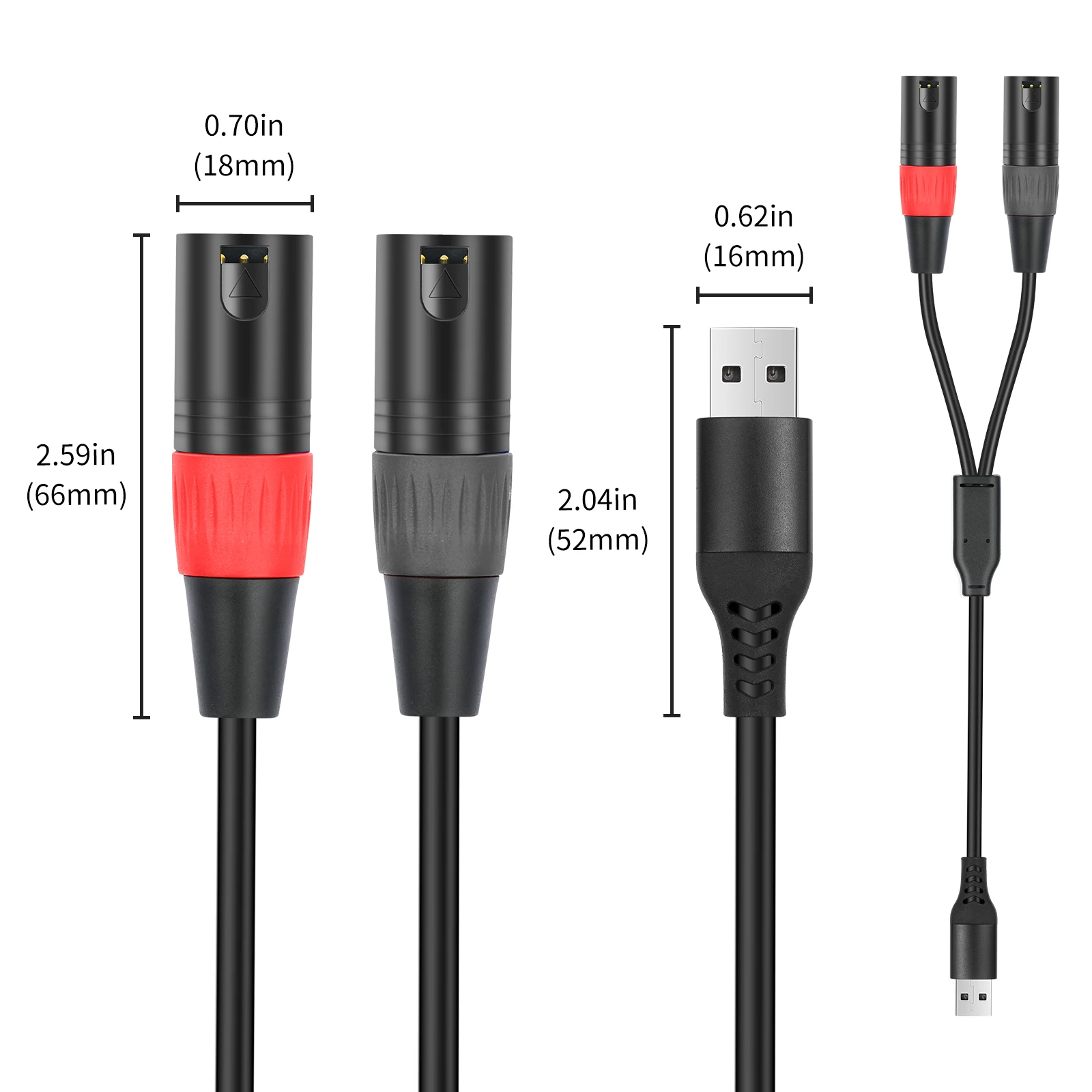 1/2/3M USB To Dual XLR Male Output Cord PC USB To Stereo Audio Cable Converter for Speaker Power Amplifier