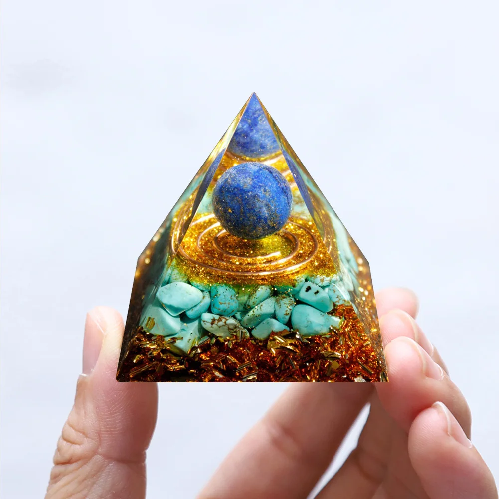 Natural Stone Crystal Orgonite Pyramid for Reiki Chakra Healing
