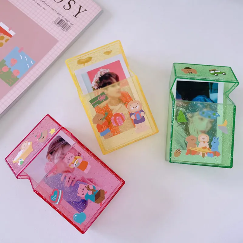 3 Inch Photos Photo Storage Box Blingbling Transparent Photo Storage Box Photocard Holder Card Holder Instax Album