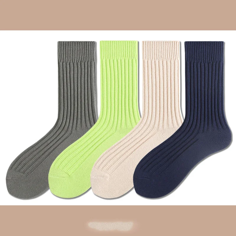 Solid Color Socks Women Middle Tube Men Pure Cotton Winter