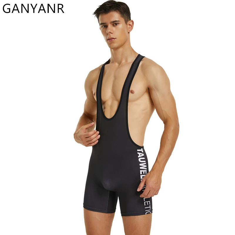 GANYANR Tracksuit Basketball Football Men Sports Set Boxing Sportswear Wrestling Singlet Training Power Lifting Fitness Suit Gym