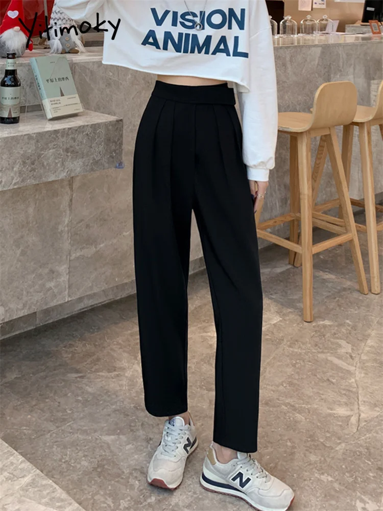 Yitimoky Harem Suits spodnie damskie spadek luźne spodnie koreański moda  wysokiej zwężone elegancka biurowa, damska klasyczna Streetwear spodnie| |  - AliExpress