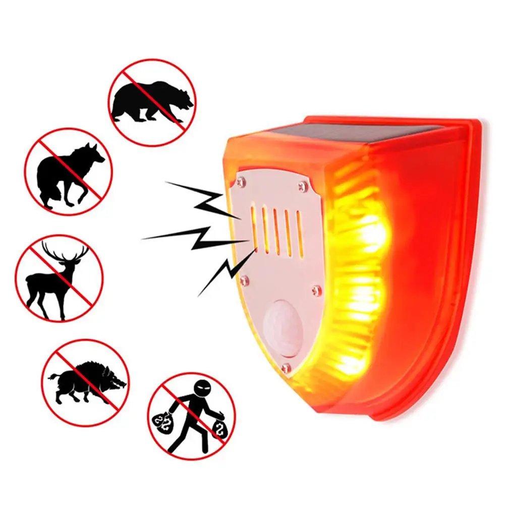 Solar Security Siren Outdoor Solar Security Siren 3 Modes Motion Sensor Alarm Animal Driver for Villa Farm Yard Garden