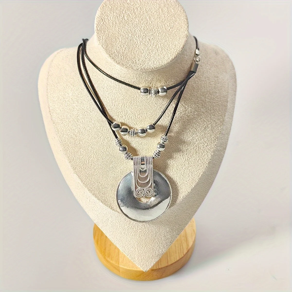 Bohemian Round Pendant Necklace Vintage Boho multi-layer beaded Ladies fashion jewelry gift