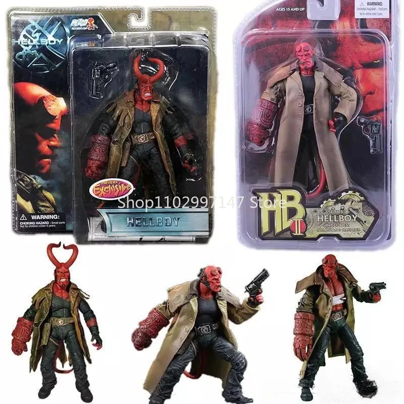 

MEZCO Ant Hellboy Action Figures Ox Horn Smoking A Cigarette Injury Version Zombie Hellboy Figures Movable Model Collect Boy Toy