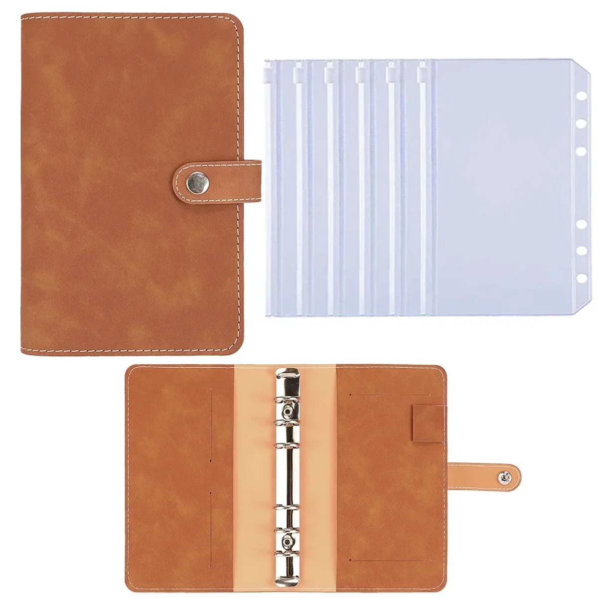 Budget Binder Notebook A6 Budget Binder Planner Notebook Cover PU Loose-leaf 6 Holes Binder Diary