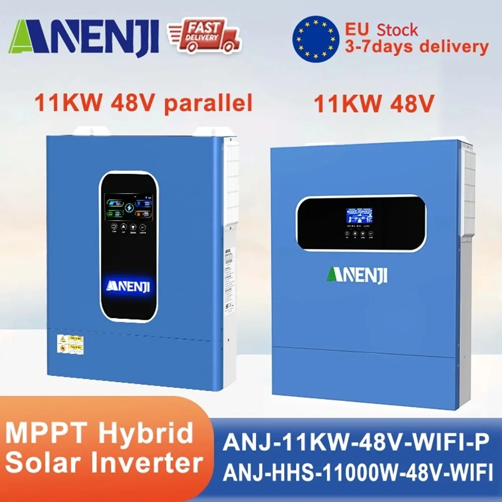 11KW 48V MPPT Hybrid Solar Inverter 2 MPPT Dual PV Input 230VAC On/Off Grid Solar Inverter PV 60-500V 160A Solar Charger