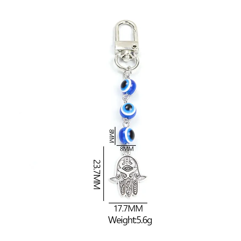 Blue Turkish Eye Resin Beads Keychain Lucky Evil Eyes Fatima Hamsa Hand Alloy Keyring For Car Key Chain Charm Accessories Amulet - Image 6