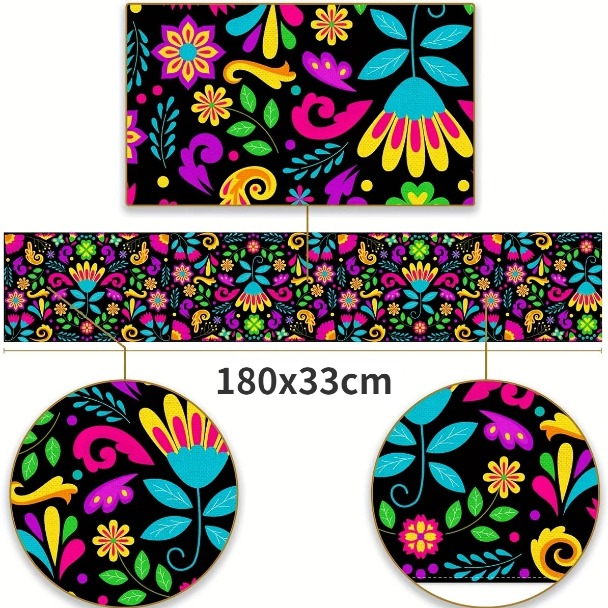 Description Picture 2 of itemMexican Day of The Dead Linen Table Runners Table Decor Washable Dining Table Runners Dia De Los Muertos Dining Decorations