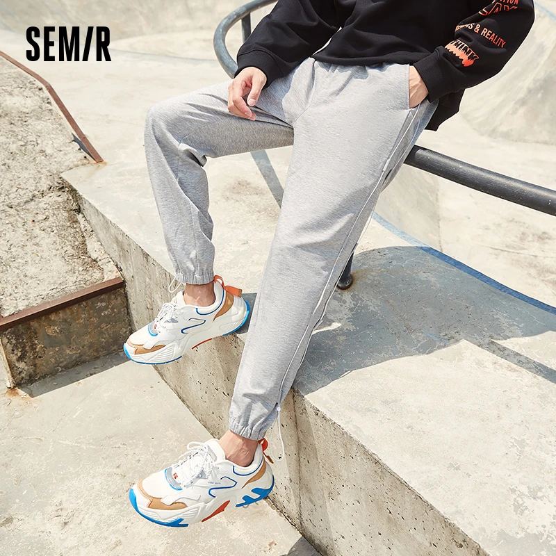 

Мужские спортивные брюки Semir, повседневные штаны, Новинка осени 2023, модные серые свободные леггинсы со шнуровкой