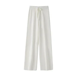 Women's Pants 2023 New Autumn Winter Wool Wide Leg Pants Straight Tube Casual Loose Drawstring Draped Mid Seam Fashionable Pants