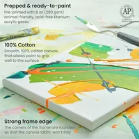 Pack of 4 White Blank Square Artist Canvas Wooden Board Frame Cotton Artist Canvas Boards for Oil Painting Acrylic Watercolor 2