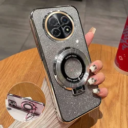 Luxury Shockproof Silicone Case with Holder Ring and Bling Design for Nova Y61 (Silver)