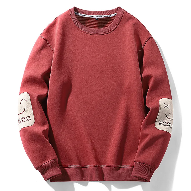 

Spring Autumn Round Neck Sweater Men's Sports Casual Loose Top Fashion Versatile Solid Long Sleeve Pullover Bottoming Shirt