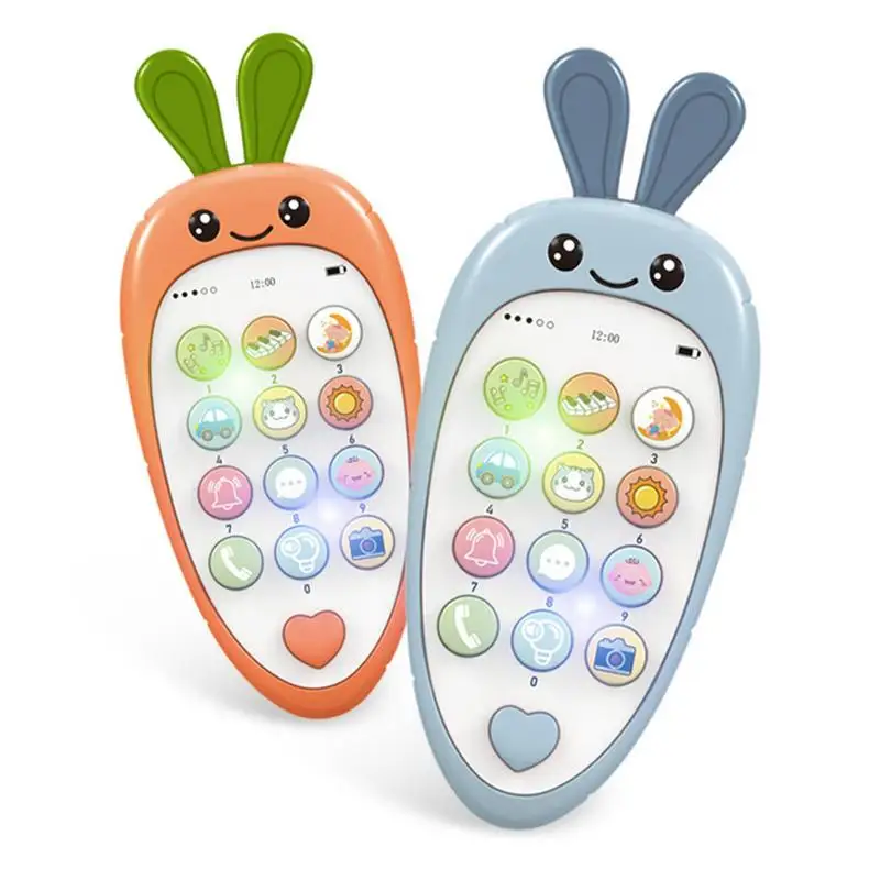 Kids Toy Phone Toddler Cell Phone And Kids Phone Toy Colorful Musical Kids Play Phone Educational Carrot Shaped Toy For Early 2