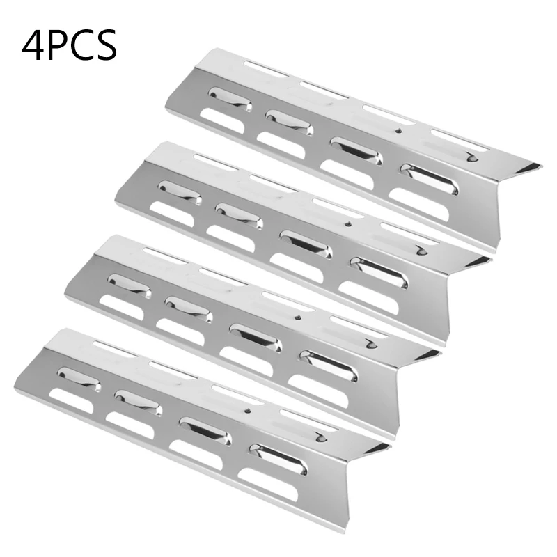 4 Pieces Outdoor Gas Grill Heat Tent BBQ Burner Cover Stainless Steel Tent Shield Plate