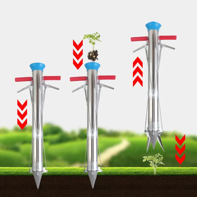 Kiváló Minőségű Rozsdamentes Acél Mezőgazdasági Gép Kézi Push Magzók Mini Zöldség Vetési Transzplanterek - Image 5