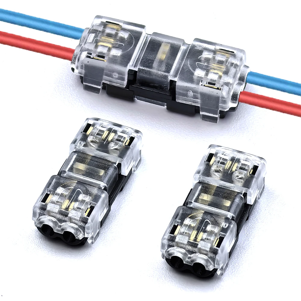 ขั้วต่อสายไฟแบบ 10/30/50 ชิ้น, ขั้วต่อแบบ I 2 ขา แบบสองทิศทาง ปลั๊กแบบเสียบพร้อมตัวล็อคสายไฟ เหมาะสำหรับไฟ LED 1