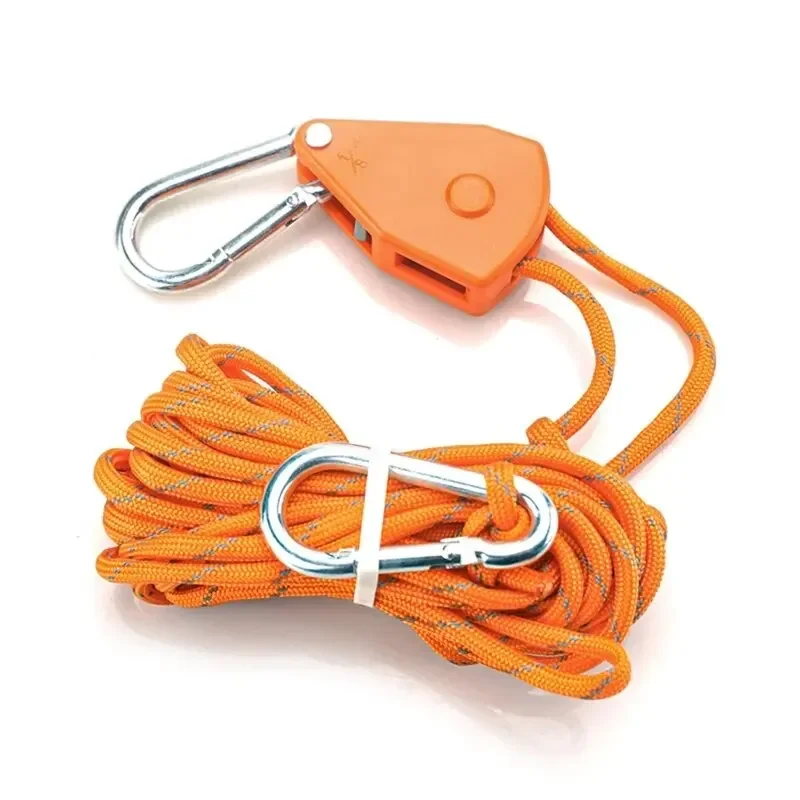 Lanyard 5m Adjustable 8inch Lanyard Hanging for Outdoors Camping Grow Plant Lamp Rope Ratchet Hanger Pulley Lifting Pulley Hook