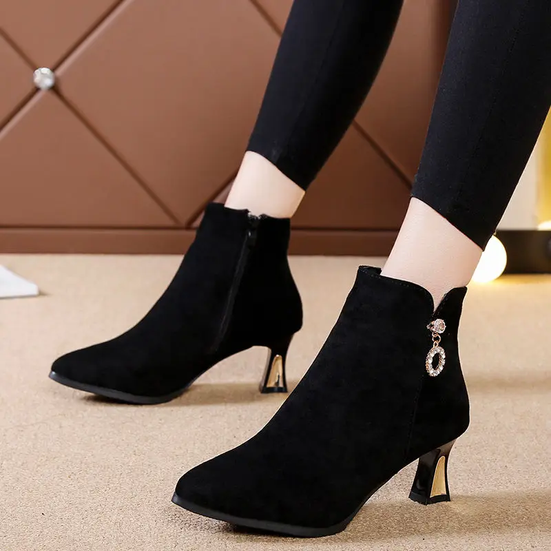 Brand Fashion Women Boots Sexy Ankle Boots For Women High Heel Shoes Woman Autumn Winter Boots Female Heeled Boots Plus Size 41